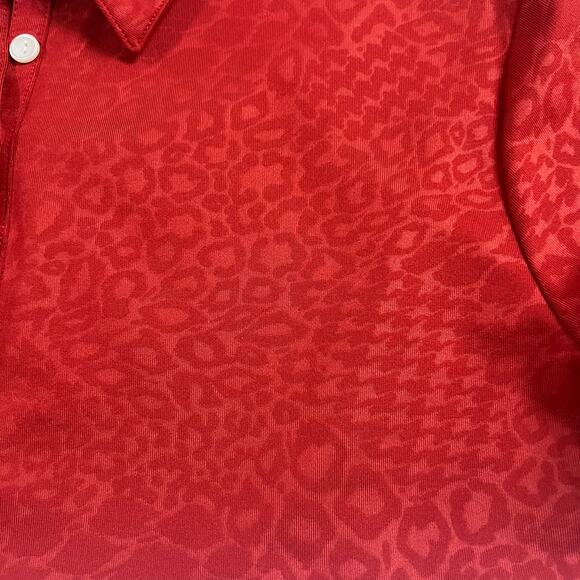 Chico's Zenergy Golf Size 2 (12) Large Polo Shirt Top Red Athleisure Pickleball - Picture 7 of 9